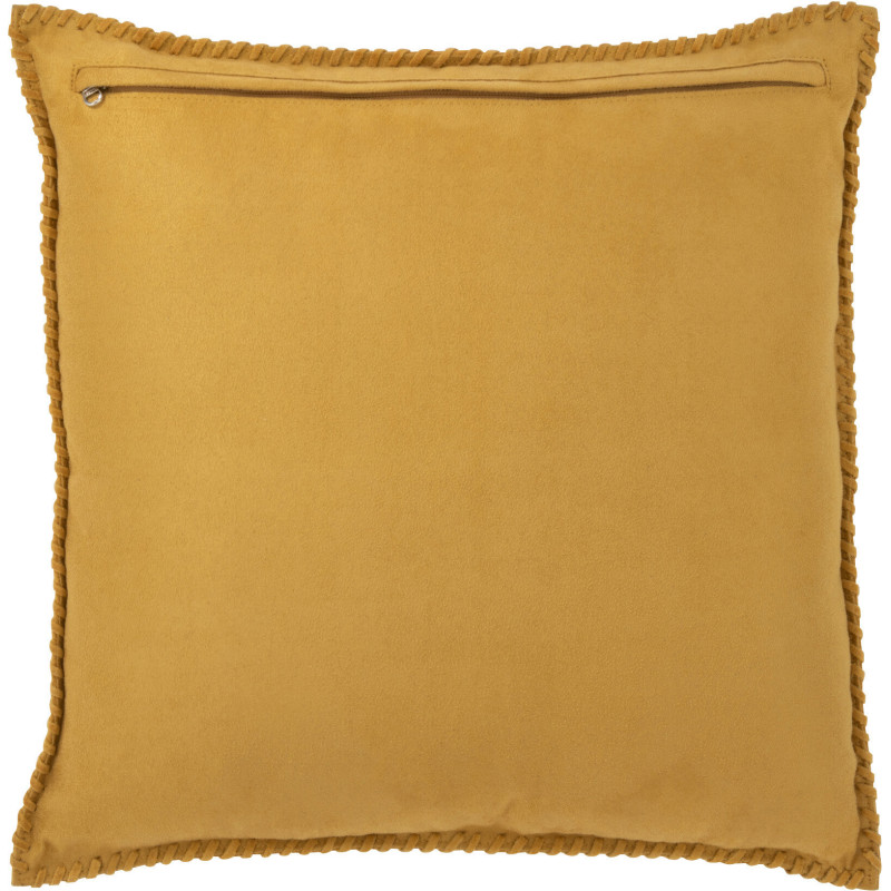Coussin Carré Wildly 45x45 en Cuir véritable Jaune Motif sutures - 2