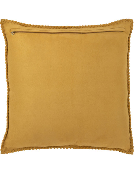 Coussin Carré Wildly 45x45 en Cuir véritable Jaune Motif sutures - 2