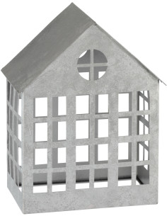 Photophore original Maison Hauteur 28 cm en Métal Argenté Alden - 1