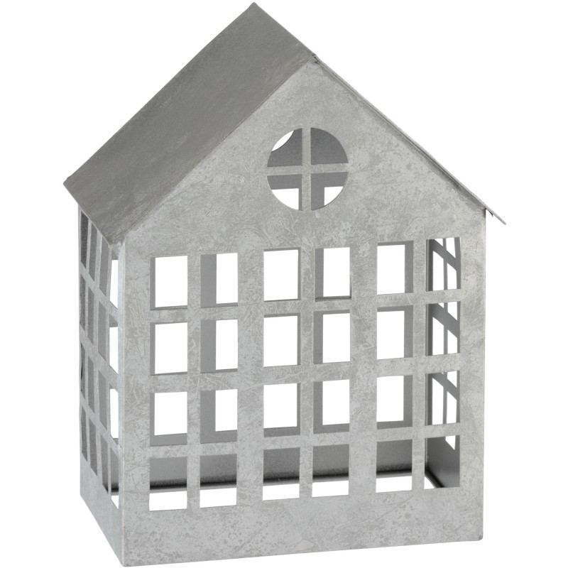 Photophore original Maison Hauteur 28 cm en Métal Argenté Alden - 1