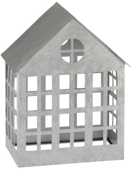 Photophore original Maison Hauteur 28 cm en Métal Argenté Alden - 1