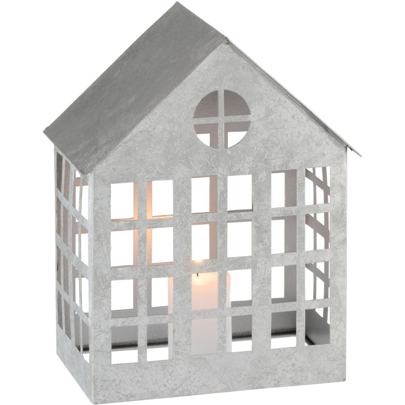 Photophore original Maison Hauteur 28 cm en Métal Argenté Alden - 2