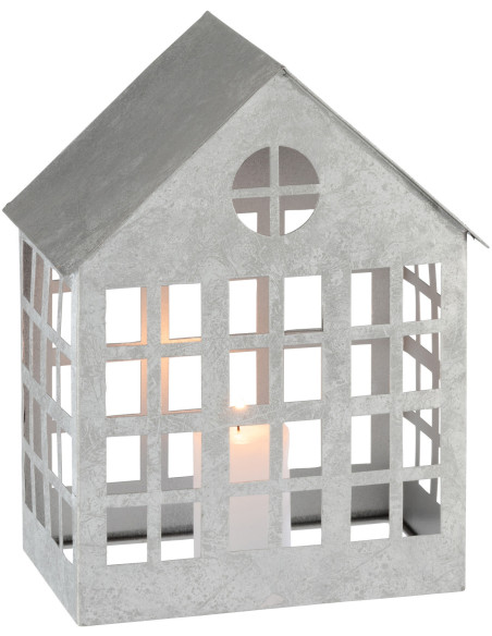 Photophore original Maison Hauteur 28 cm en Métal Argenté Alden - 2