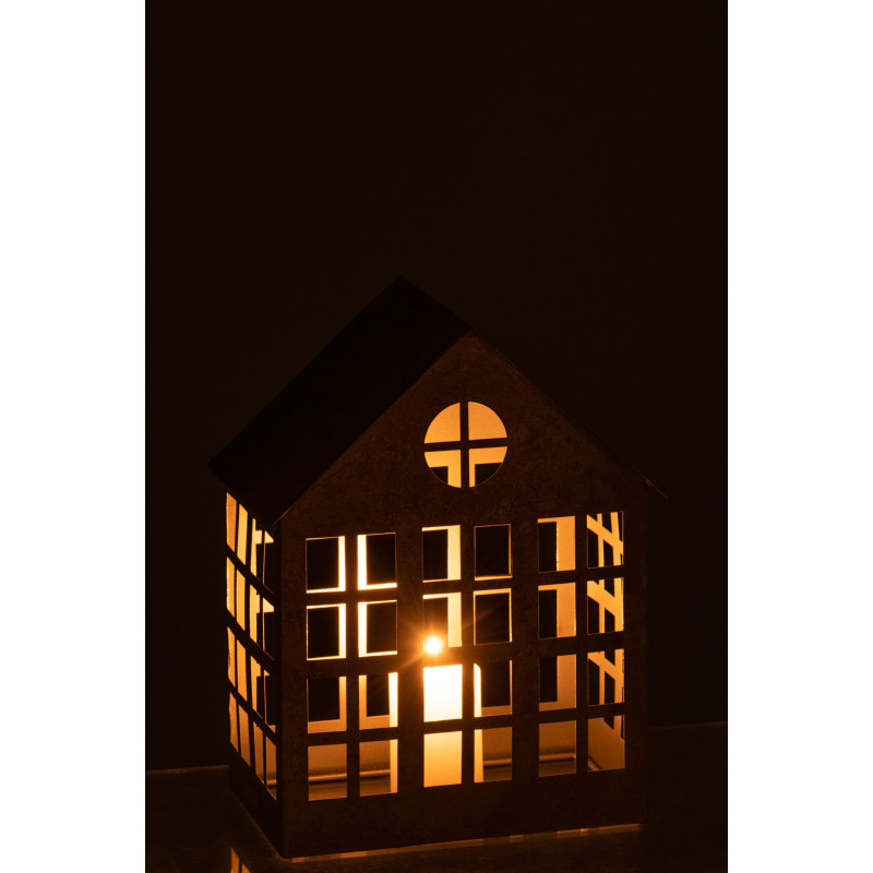 Photophore original Maison Hauteur 28 cm en Métal Argenté Alden - 3