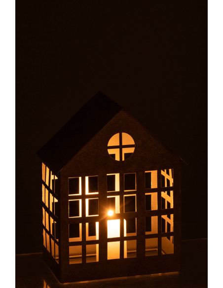 Photophore original Maison Hauteur 28 cm en Métal Argenté Alden - 3