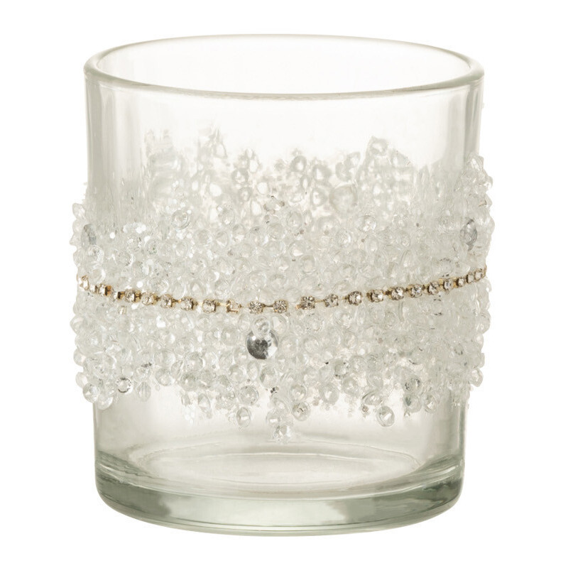 Photophore original Diamètre 7 cm en Verre Transparent Motif diamants Caden - 1