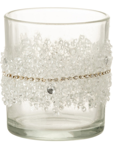 Photophore original Diamètre 7 cm en Verre Transparent Motif diamants Caden - 1