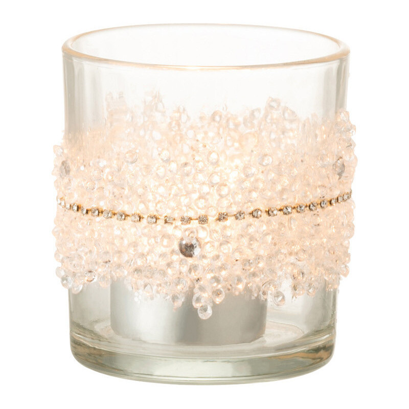 Photophore original Diamètre 7 cm en Verre Transparent Motif diamants Caden - 2