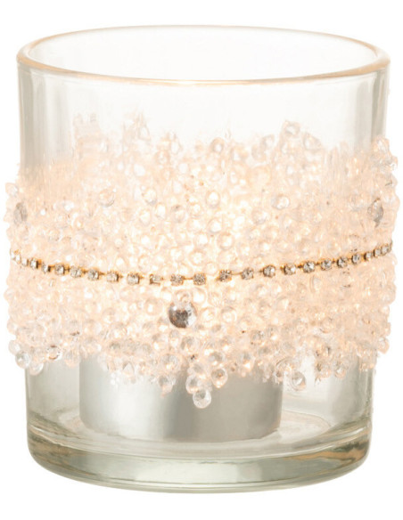 Photophore original Diamètre 7 cm en Verre Transparent Motif diamants Caden - 2