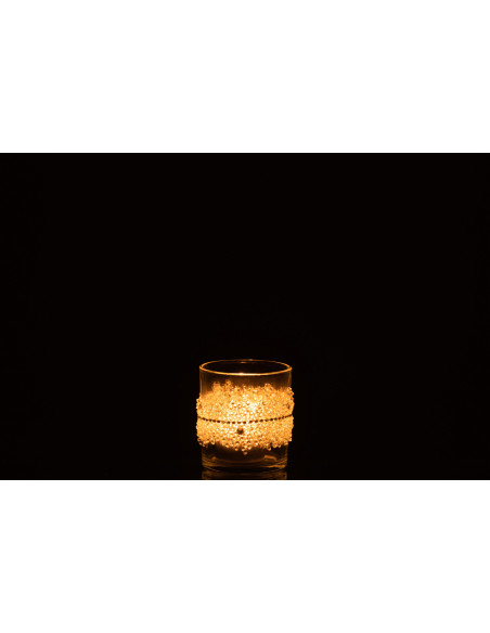 Photophore original Diamètre 7 cm en Verre Transparent Motif diamants Caden - 3