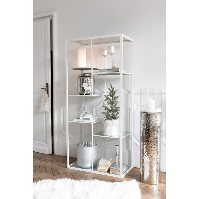 Photophore moderne Diamètre 9 cm en Verre Argenté Motif étoiles Darek - 2