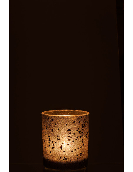 Photophore moderne Diamètre 9 cm en Verre Noir Motif étoiles Darek - 3