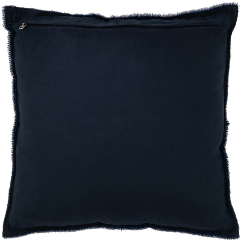 Coussin Carré Cowhair 45x45 en Cuir véritable Bleu foncé Effet peau de bête - 2