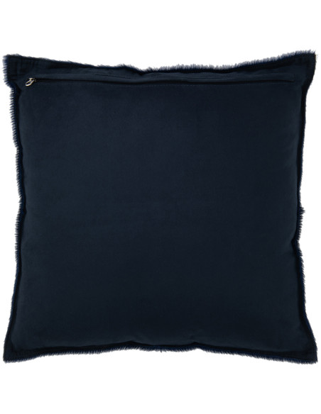 Coussin Carré Cowhair 45x45 en Cuir véritable Bleu foncé Effet peau de bête - 2
