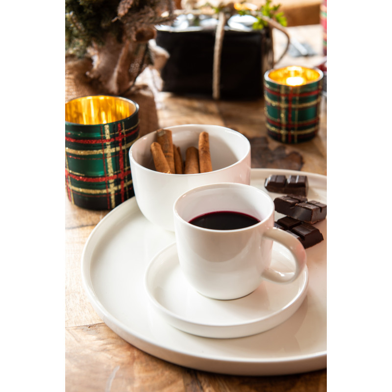 Photophore original Écossais Diamètre 9 cm en Verre Rouge Vert Motif carreaux Falon - 8