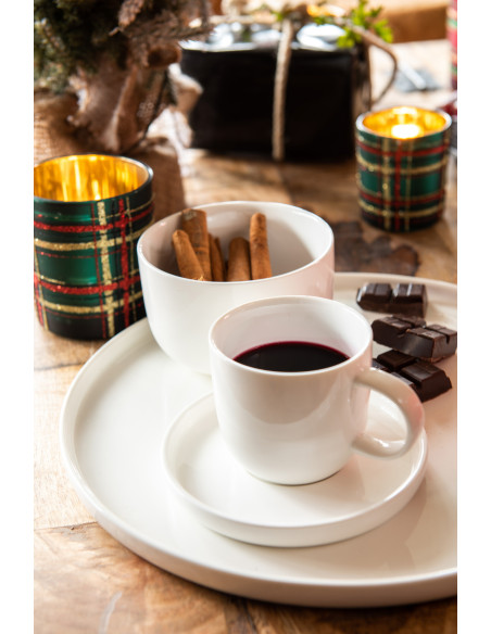 Photophore original Écossais Diamètre 9 cm en Verre Rouge Vert Motif carreaux Falon - 8