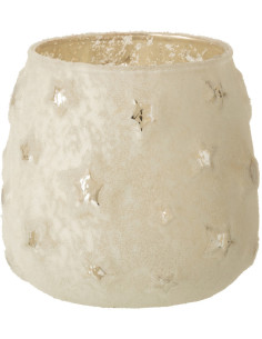 Photophore original Diamètre 10 cm en Verre Argenté Motif étoiles Lirion - 1