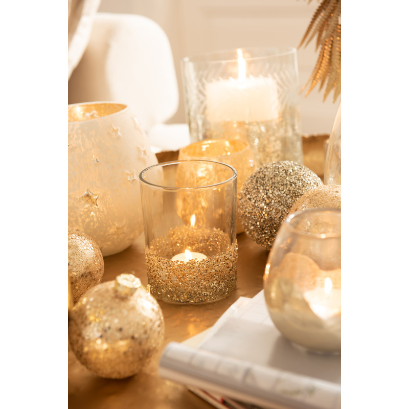 Photophore original Diamètre 10 cm en Verre Argenté Motif étoiles Lirion - 2