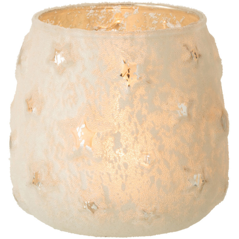 Photophore original Diamètre 10 cm en Verre Argenté Motif étoiles Lirion - 3