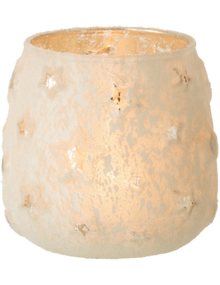 Photophore original Diamètre 10 cm en Verre Argenté Motif étoiles Lirion - 3