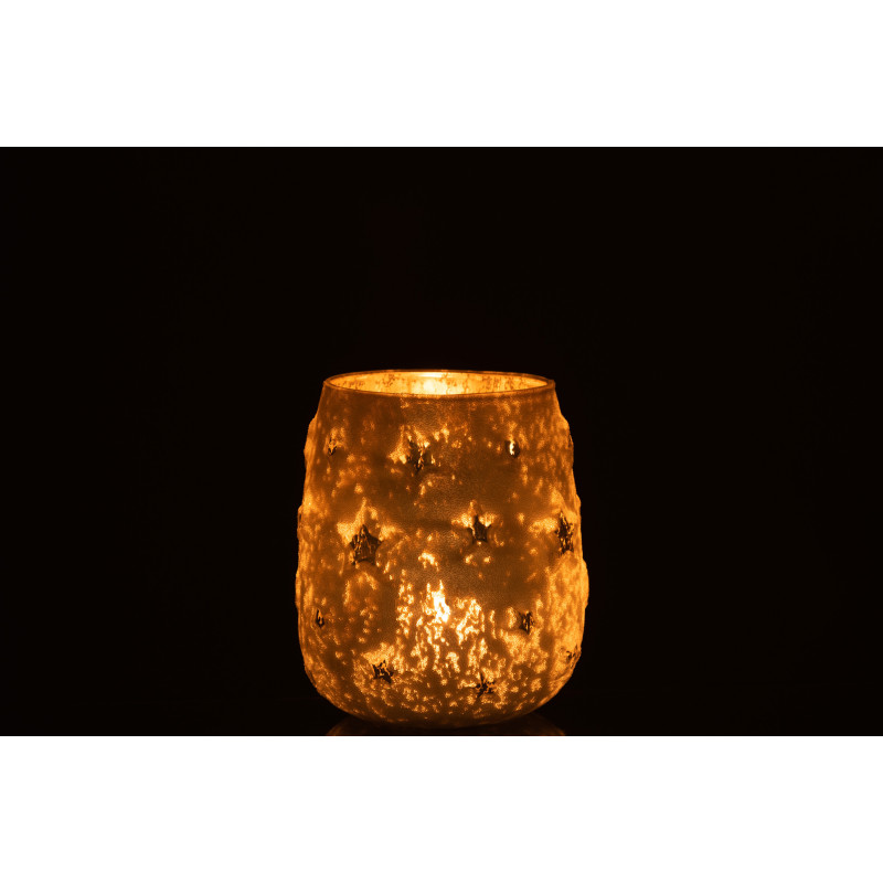 Photophore original Diamètre 12 cm en Verre Argenté Motif étoiles Lirion - 3