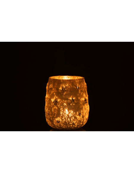 Photophore original Diamètre 12 cm en Verre Argenté Motif étoiles Lirion - 3