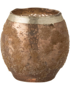 Photophore style vintage Diamètre 9 cm en Verre Vieux rose Frosty - 1