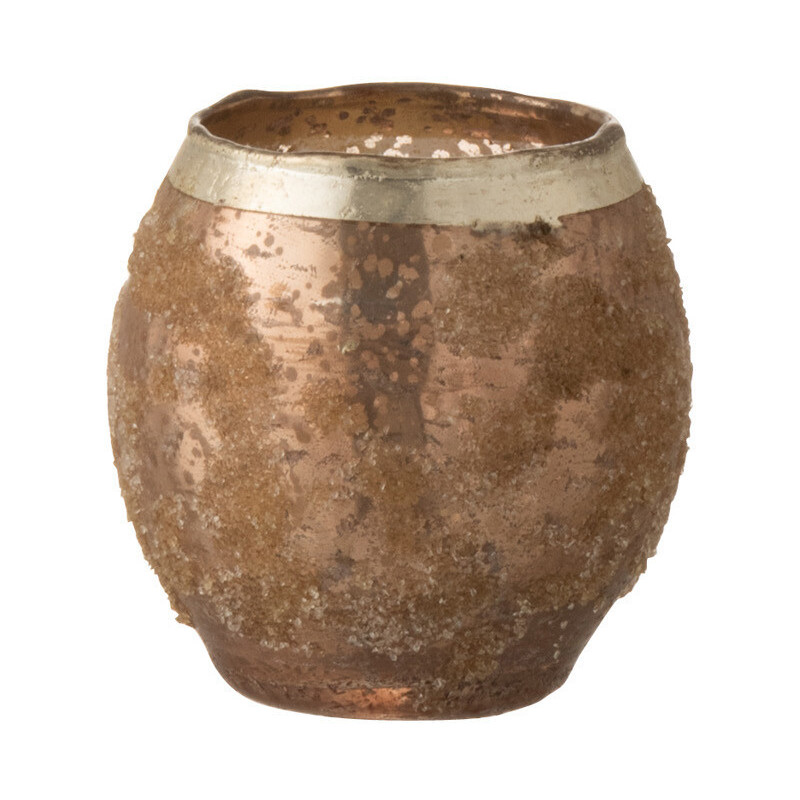 Photophore style vintage Diamètre 9 cm en Verre Vieux rose Frosty - 1