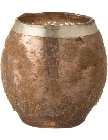 Photophore style vintage Diamètre 9 cm en Verre Vieux rose Frosty - 1