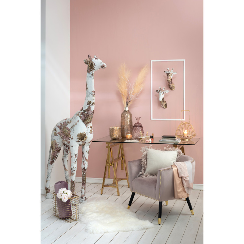 Photophore style vintage Diamètre 9 cm en Verre Vieux rose Frosty - 2