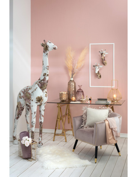 Photophore style vintage Diamètre 9 cm en Verre Vieux rose Frosty - 2