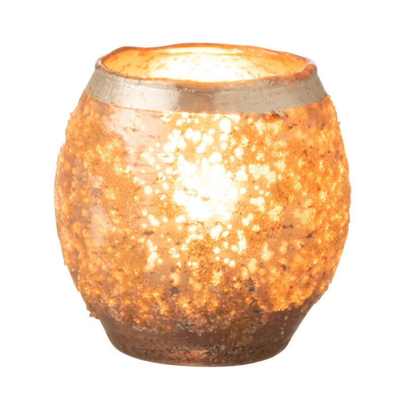 Photophore style vintage Diamètre 9 cm en Verre Vieux rose Frosty - 3