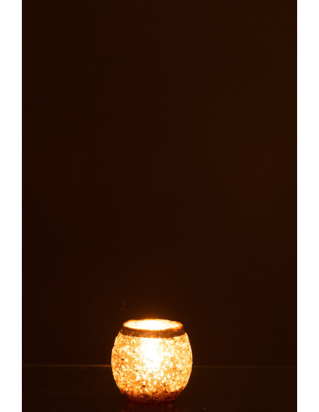 Photophore style vintage Diamètre 9 cm en Verre Vieux rose Frosty - 4