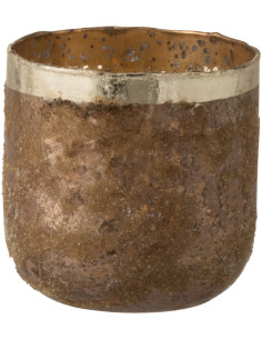 Photophore style vintage Diamètre 13 cm en Verre Vieux rose Frosty - 1