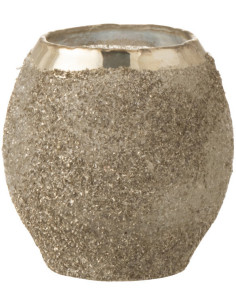 Photophore style vintage Diamètre 9 cm en Verre Argenté Frosty - 1