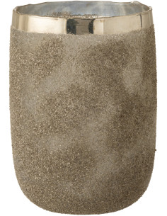 Photophore style vintage XL Diamètre 19 cm en Verre Argenté Frosty - 1