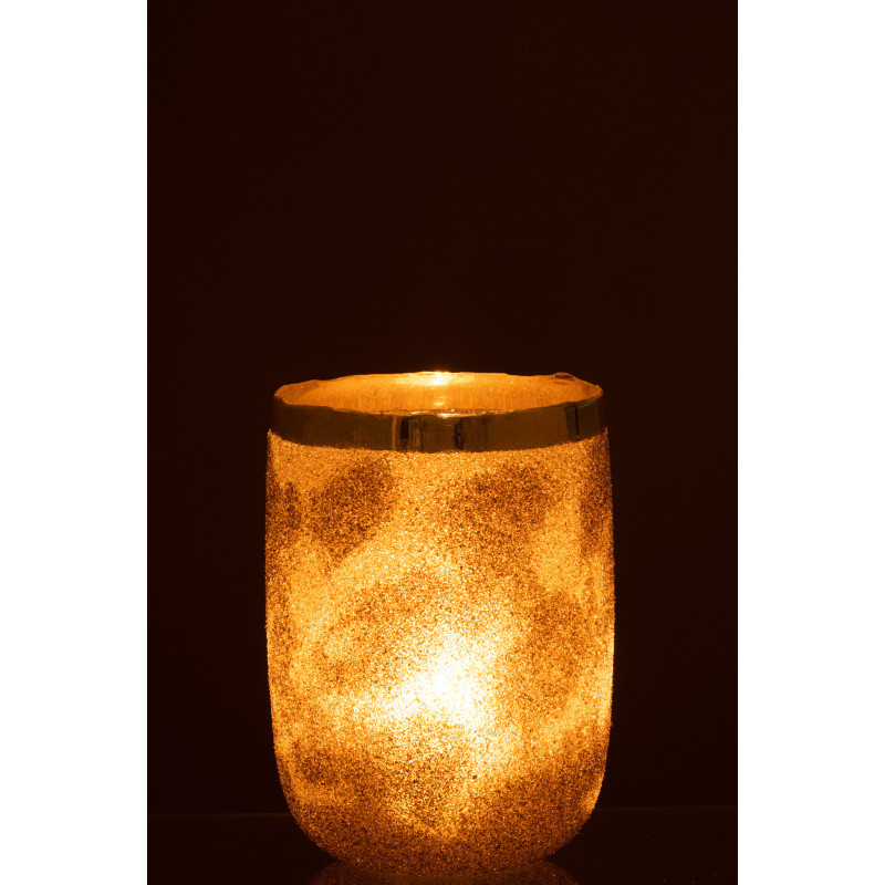 Photophore style vintage XL Diamètre 19 cm en Verre Argenté Frosty - 4