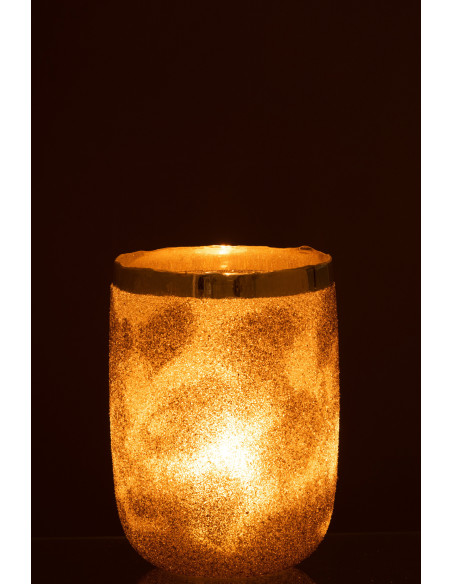 Photophore style vintage XL Diamètre 19 cm en Verre Argenté Frosty - 4