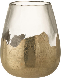 Photophore moderne rond XL Diamètre 26 cm en Verre Doré Transparent Zoe - 1