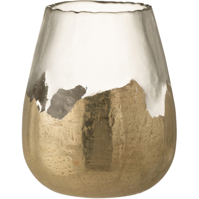 Photophore moderne rond XL Diamètre 26 cm en Verre Doré Transparent Zoe - 1