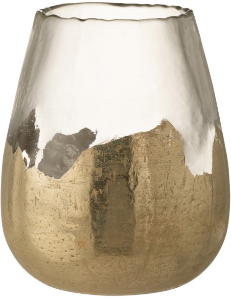 Photophore moderne rond XL Diamètre 26 cm en Verre Doré Transparent Zoe - 1