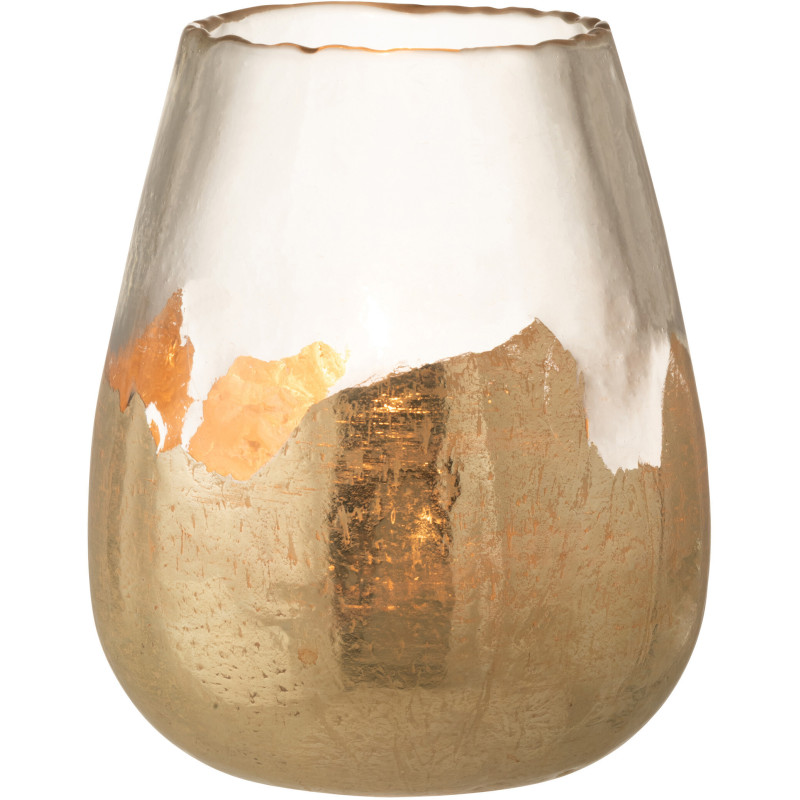 Photophore moderne rond XL Diamètre 26 cm en Verre Doré Transparent Zoe - 2