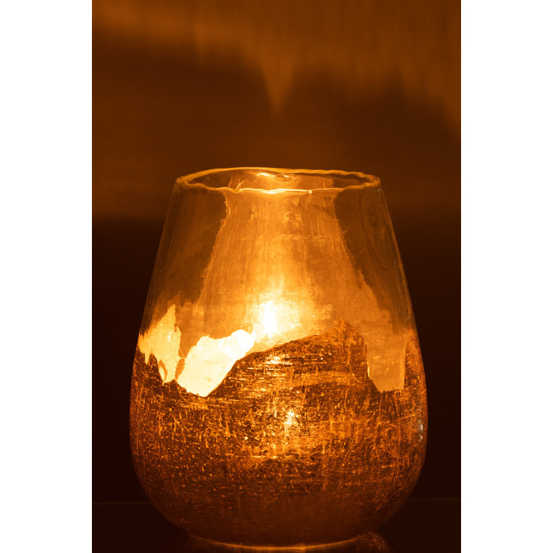 Photophore moderne rond XL Diamètre 26 cm en Verre Doré Transparent Zoe - 3