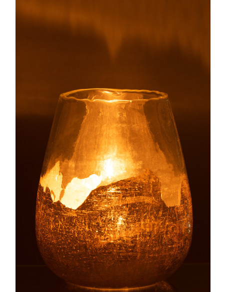 Photophore moderne rond XL Diamètre 26 cm en Verre Doré Transparent Zoe - 3