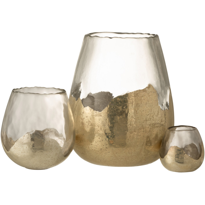 Photophore moderne rond XL Diamètre 26 cm en Verre Doré Transparent Zoe - 4