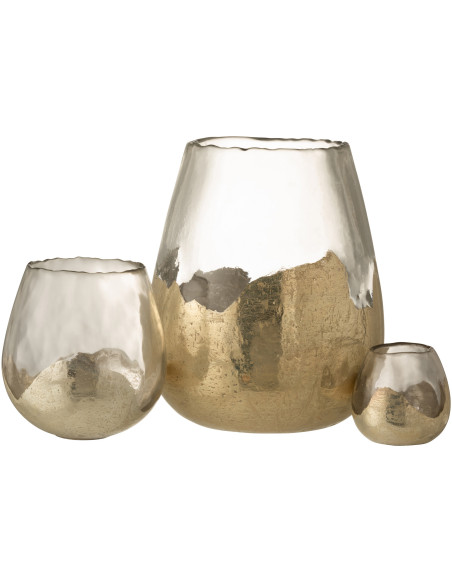 Photophore moderne rond XL Diamètre 26 cm en Verre Doré Transparent Zoe - 4