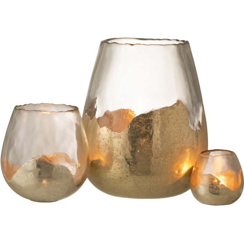 Photophore moderne rond XL Diamètre 26 cm en Verre Doré Transparent Zoe - 5