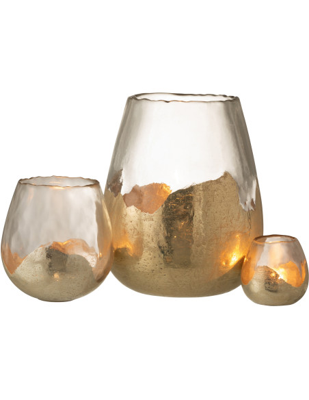 Photophore moderne rond XL Diamètre 26 cm en Verre Doré Transparent Zoe - 5