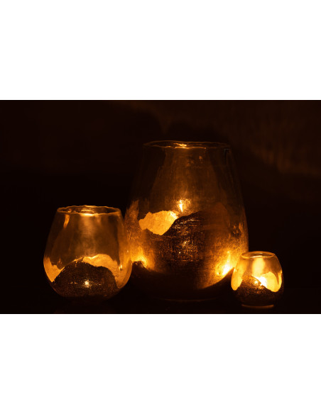 Photophore moderne rond XL Diamètre 26 cm en Verre Doré Transparent Zoe - 6