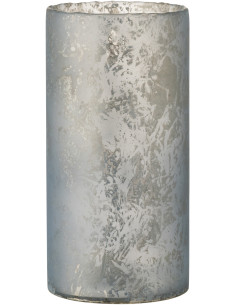 Photophore original XL Hauteur 35 cm en Verre Bleu Effet givré Eriona - 1